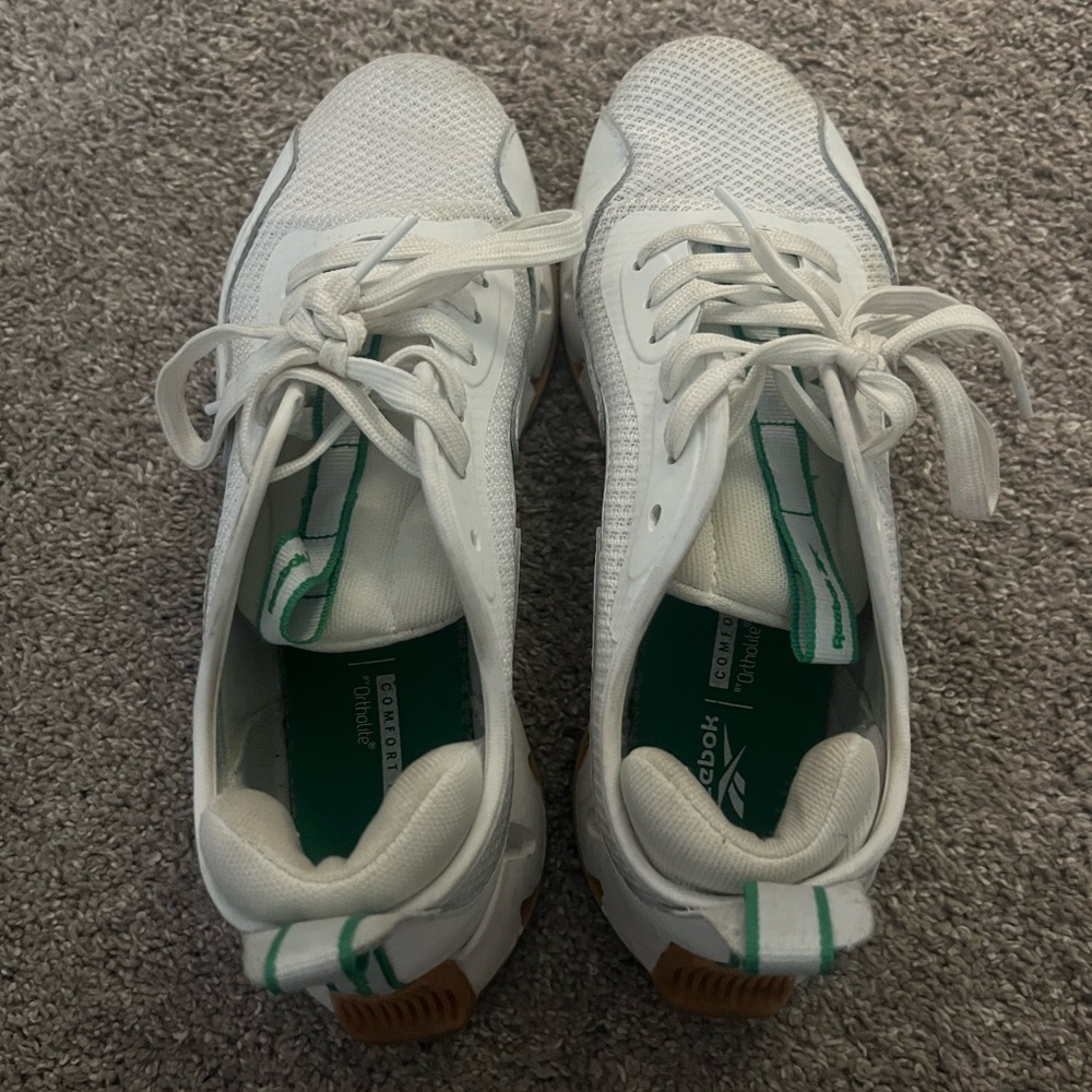 Reebok Classic White Sneakers with Green Highlights